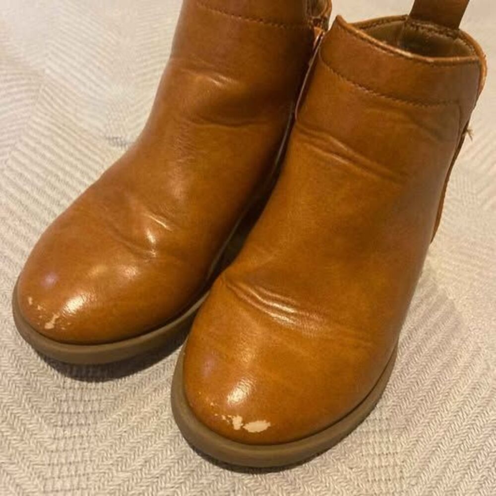 Girls Size 9 Wonder Nation Brown Leather Zip Up Booties